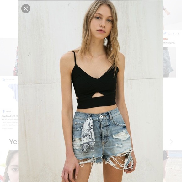 Bershka red croptop side cut out spaghetti straps Small - Picture 8 of 8